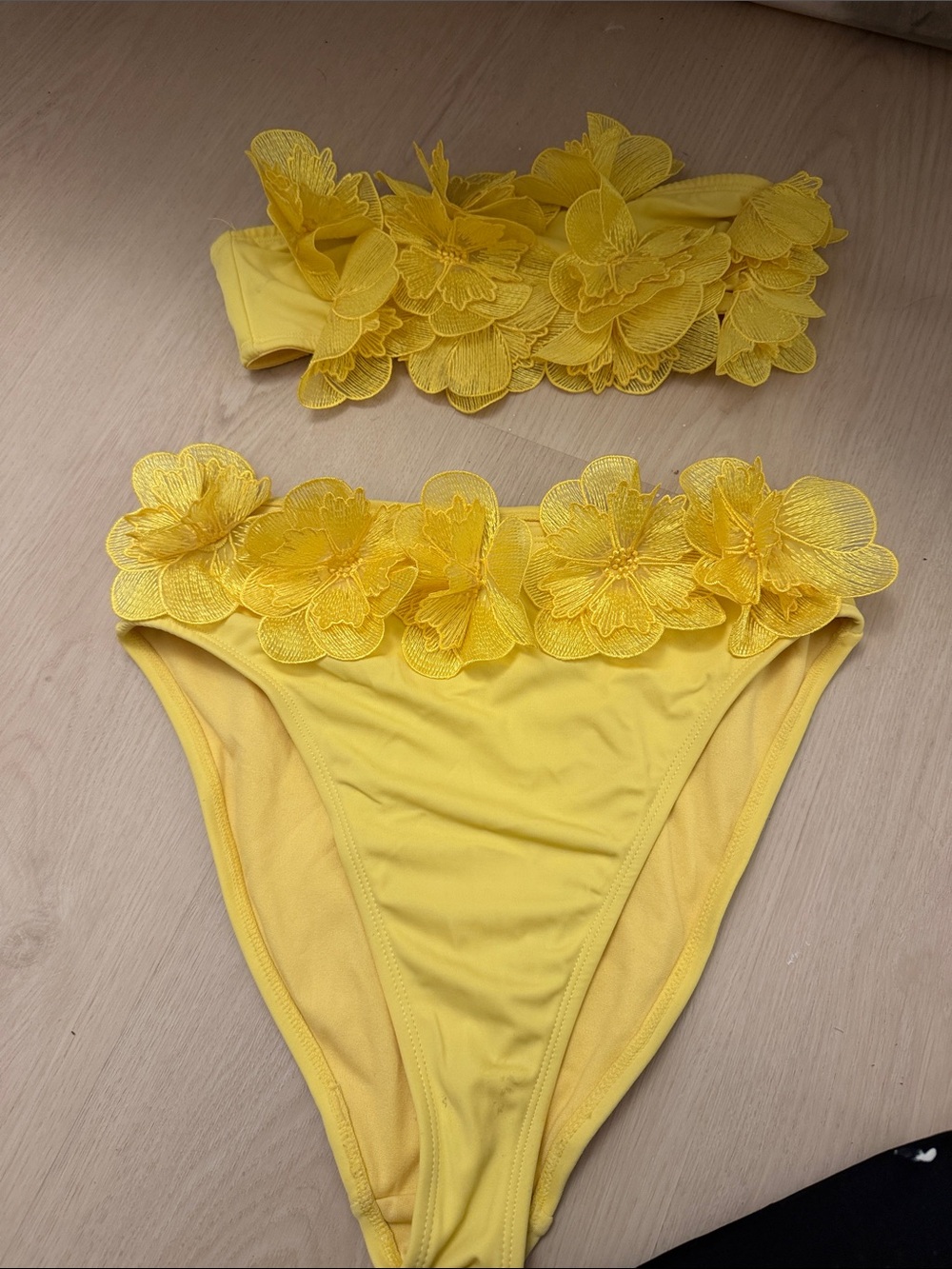 ASOS Yellow Floral Appliqué Bikini Set